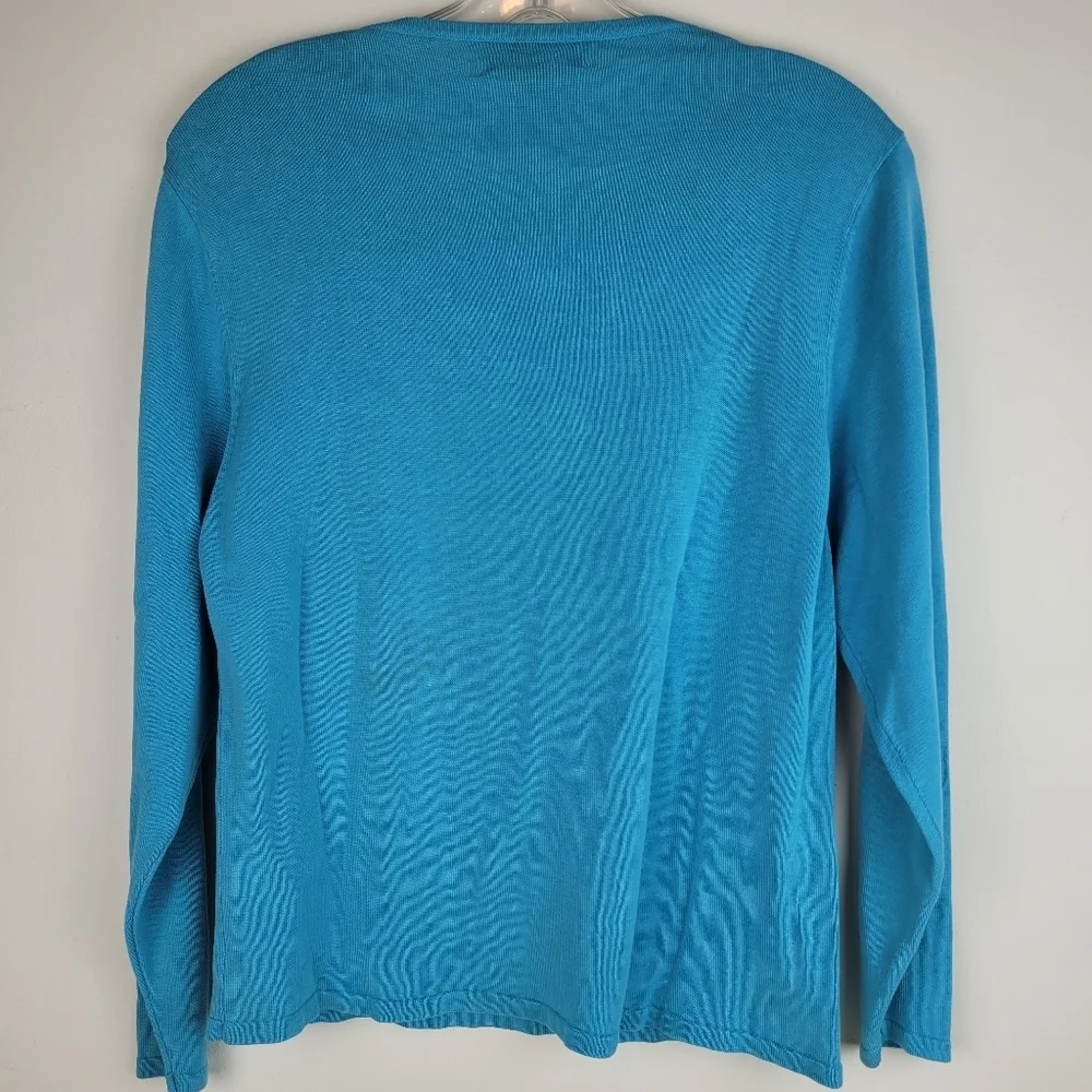 Bobby Phan silk teal lightweight long sleeve sweater martinis festive party XL - Picture 4 of 10